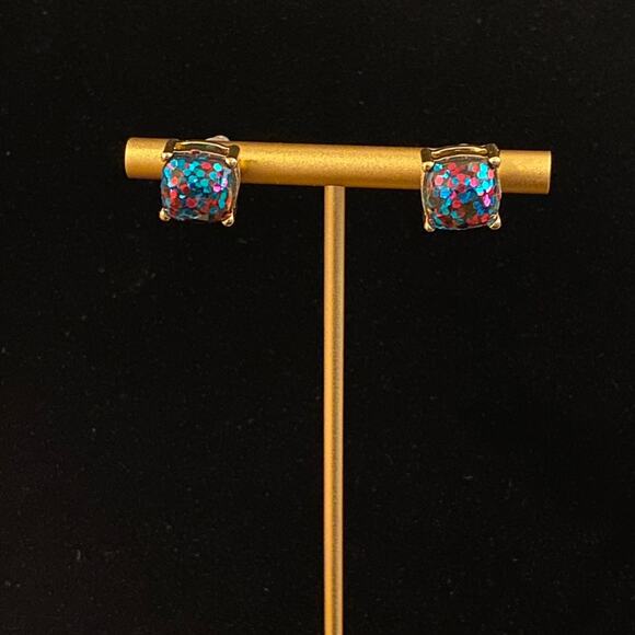 Glitter Multicolored Studs Earrings NEW - Picture 1 of 3